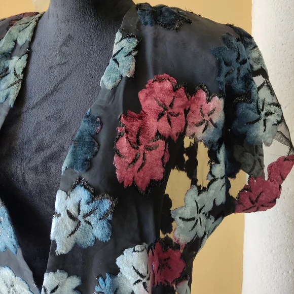 Sheer Embroidered Floral Cropped Bolero Shrug - Picture 3 of 8